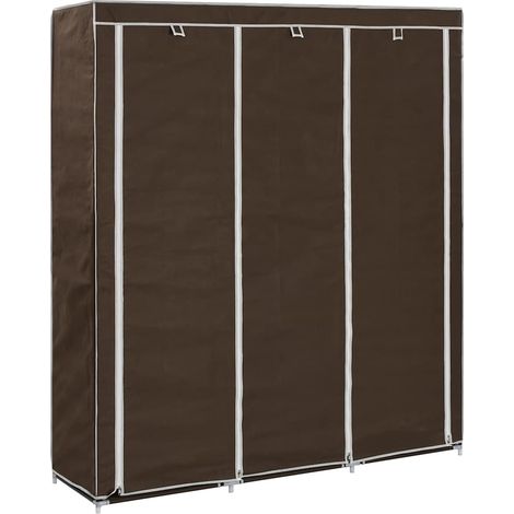 Kleiderschrank mit Fächern und Stangen Braun 150x45x175cm Stoff