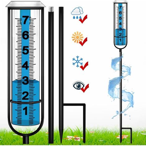 Union – Pluviomètre extérieur en métal antirouille – Hauteur réglable 73,9 cm – Tube transparent résistant au gel – Mesure précise de la pluie (1/5)