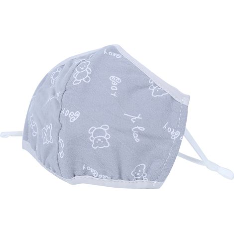 Lot de 3 masques de protection pour enfant, en coton respirant, anti-poussière et lavables, imprimé gris. (1/5)