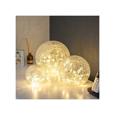 Guirlande lumineuse d'extérieur, lot de 3, grandes guirlandes sphériques pour sapin de Noël, 20 cm, 30 cm et 40 cm, lumière blanc chaud. (1/5)