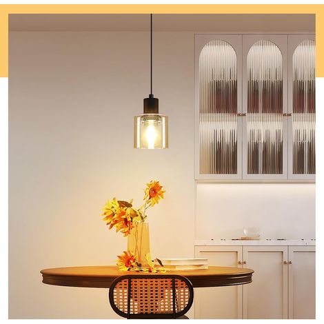 ZMH Suspension Table à Manger Lampe Suspendue Lampe de Table à Manger Vintage Suspendue E27 Suspension Noir 1 Ampoule Lampe de Salle à Manger Lampe à Suspension Industrielle Rétro pour Salon Hôtel Bur (1/4)