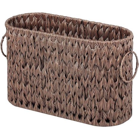 Panier de rangement en rotin pour papier toilette, panier en osier, boîte de rangement pour articles divers, pour ranger serviettes, magazines, marron (1/5)