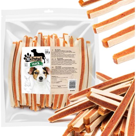 Delicatezza, snack per cani Panino con Coniglio e Pesce Mr. Pretzel 500g (1/5)