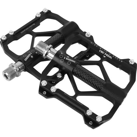 Paire de pédales de vélo de montagne Wheelup en alliage d'aluminium noir avec roulements, accessoire de repose-pieds (1/5)