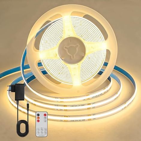 Ruban LED COB 5M,2700K Blanc Chaud Dimmable Bande LED (1/5)