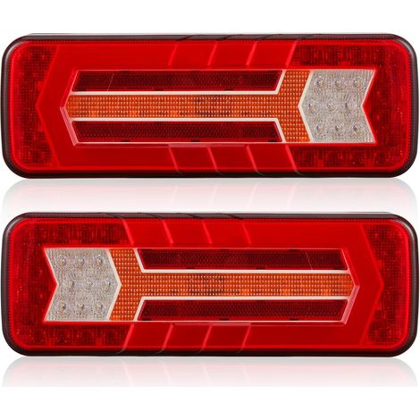 2 x Feux Arrière Remorque LED 12V 24V Multifonctionnel,Feu Signalisation Remorque Led Pour Camion Caravane Véhicule Agricole,Éclairage Remorque LED Étanche (1/5)