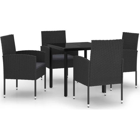 Ensemble à manger de jardin 5 pcs Mobilier de jardin Noir (1/5)