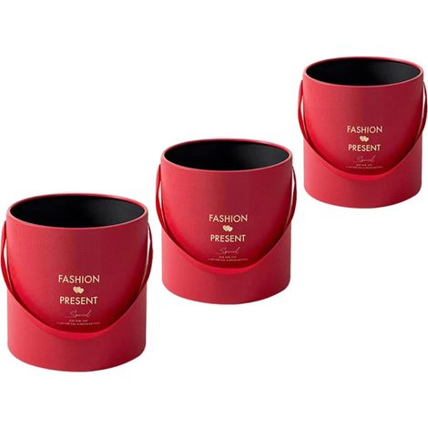 3er-Pack runde Blumenkübel mit Henkeln für den Garten - Rot (1/2)