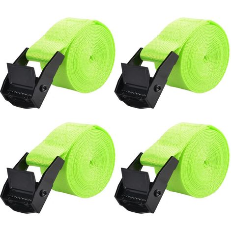 Sangles d'arrimage 4 pièces 1m, 25mm de large, capacité de charge 200kg, vert clair