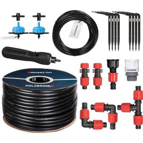 HOLZBRINK Start Set Gewächshaus Bewässerung Bewässerungssystem inkl. 15 m LDPE Verlegerohr 16 mm, 2x Tropfer 8l/h, HTB-10-B-15