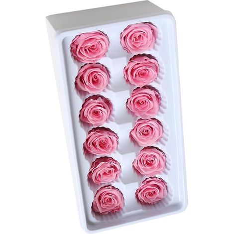 Bouquet de 12 Roses Immortelles Préservées en Plastique, Fleurs Décoratives Solide pour Décoration de Mariage et Festival, Style Romantique et Élégant (1/5)
