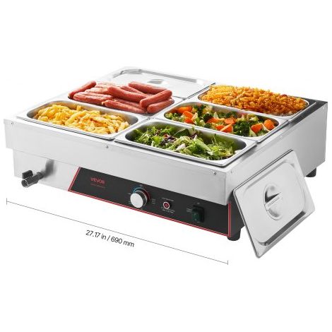 Chauffe-plat Électrique à Vapeur 1500 W Buffet Chauffant en Inox (1/5)