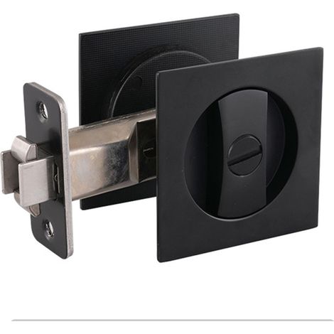 Verrou de sécurité pour porte coulissante, en alliage de zinc, couleur noire, sans clé, pour salle de bain.-AquaForge (1/5)