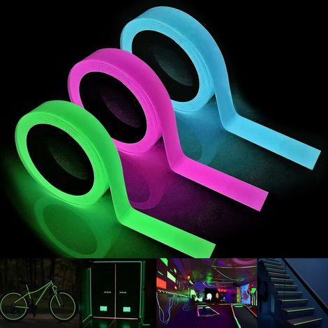 Ruban Autocollant Fluorescen, 3M1CM Glow in The Dark Tape, Bande Réfléchissante, pour décorer la scène, Le Garage, Les Escaliers(3pcs) (1/5)