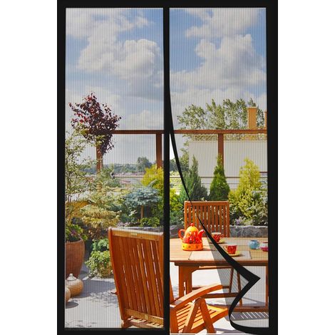 Rideau de porte Moustiquaire, Moustiquaire Porte Fenetre Magnetique, Rideau Anti Insecte Mouche pour Portes de Balcon, Portes de Salon, Portes Extérieures, Noir, 90×210cm (1/4)