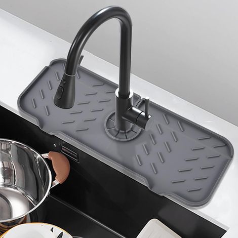 Bandeja de goteo de silicona para grifo, se adapta a grifos de 8,1 cm de diámetro, soporte protector para esponja de fregadero para accesorios de fregadero de cocina y baño. (1/5)