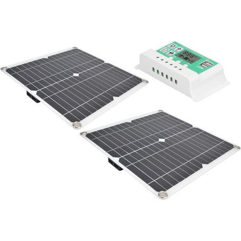 Kit de batterie de secours portable flexible photovoltaïque (15W2), comprenant un panneau solaire monocristallin de 15W, un contrôleur de charge solaire de 10A et un contrôleur de charge solaire de 10 (1/5)