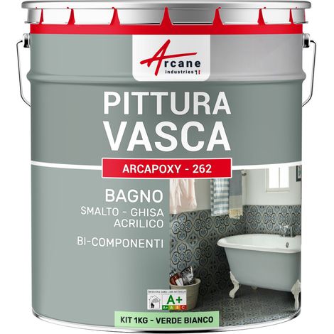 Resina per la ristrutturazione della vasca e del lavandino piatto doccia smalto bagno - ARCAPOXY - 262 - 1 kg (fino a 3 m² in 2 strati) Verde bianco - RAL 6019 - ARCANE INDUSTRIES (1/5)