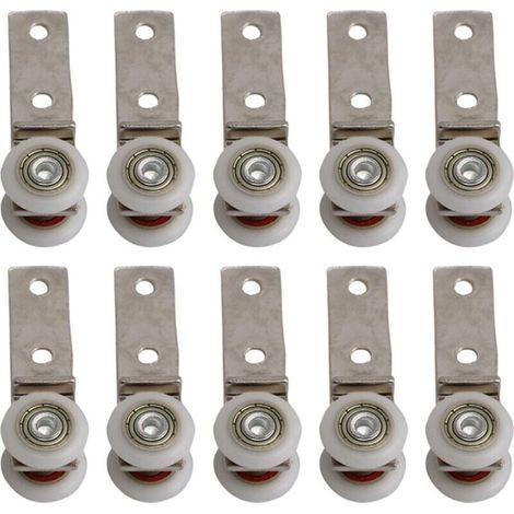 Bardusch-6,5 x 1,9 cm Coude de conduit en métal Roulement Bloc de poulie avec deux Plastique de roue pour porte coulissante fenêtre Cabinet (1/5)