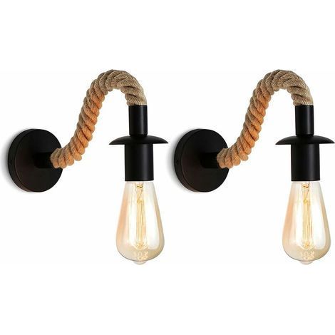 Applique murale salon et entrée , Applique murale Vintage en corde de chanvre applique murale industrielle idéa E27 luminaire ,110/220V 2pcs, (1/5)