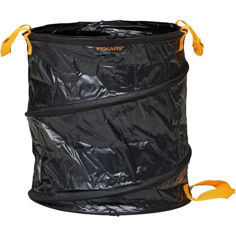 Fiskars Solid PopUp Garden Bag with handles, Capacity: 56 Litre, Black/Orange, 1015646 (1/5)