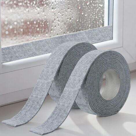 Bandes adhésives absorbantes pour vitres, bandes anti-condensation, 400 x 3 cm, ruban adhésif en feutre de coton pour fenêtres (lot de 2,gris) (1/5)