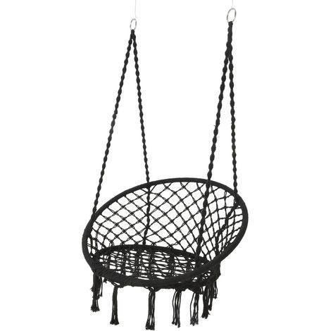 Hängestuhl Schaukelstuhl ø 82 cm rund Fransenstuhl Gartenschaukel Hängesessel