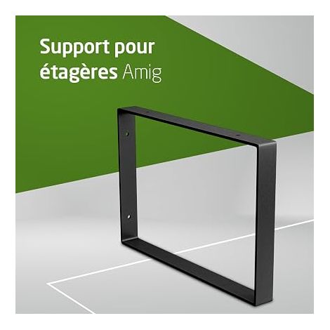 Support rectangulaire pour étagères  211 x 311 x 30 mm  Acier  Noir  Angle pour étagères  Équerres métalliques (1/4)