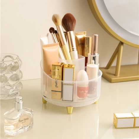 Organisateur cosmétique/de bureau rotatif à 360° (doré transparent) (1/4)