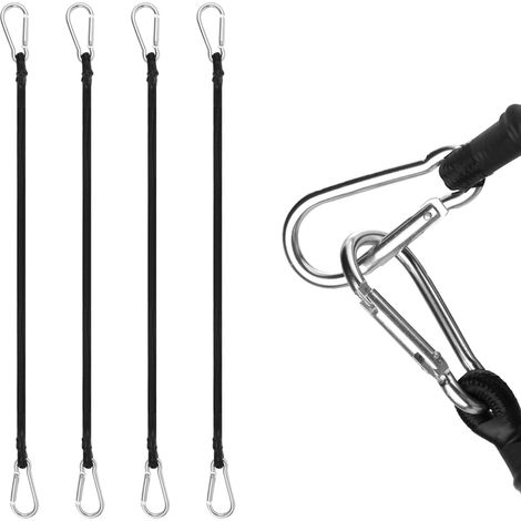 4 robuste 60 cm lange Gummiseile mit Karabinerhaken, für Planen, Zelte, Gepäck und Motorräder
