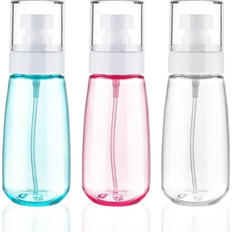 Juego de 3 botellas pulverizadoras de 100 ml, vacías, mini botellas recargables, ideales para el hogar y los viajes, 13,5 x 5 cm. (1/5)