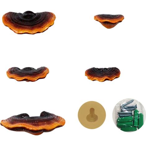 Pilzförmiges Regaldekorationsset, Mini-Wandregale aus Kunstharz, die Reishi imitieren, für Ferienhäuser und Terrassen. (1/5)