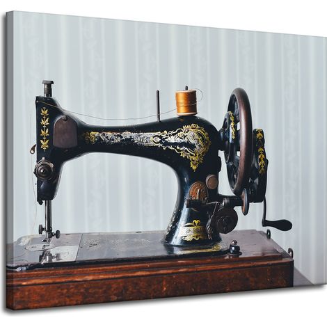 Leinwanddruck Vintage-Nähmaschine 100x80 Schneidernadel Faden