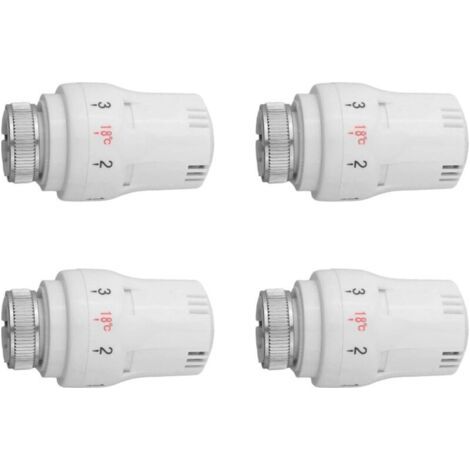 Lot de 4 valves thermostatiques pour radiateur M30 x 1,5 - Tête de contrôle de température avec 5 niveaux réglables - Construction en alliage et plastique - Énergie antigel (1/4)