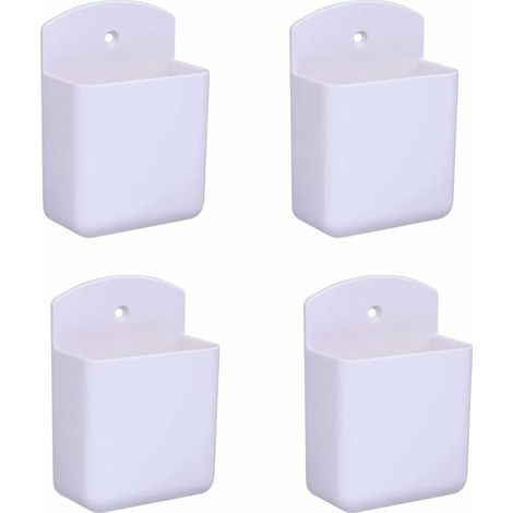 Lot de 4 supports de télécommande blancs support de télécommande support mural boîte de rangement multimédia pour bureau à domicile chambre