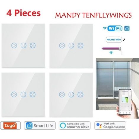 (White) 4pcs WiFi Smart Roller Shutter Switch, Smart Switch for Roller Shutters and Blinds, Compatible with Alexa and Google Home (1/5)