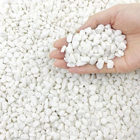 White decorative stone, ideal for succulents, vases and outdoor landscaping, 3-6 mm, 1 kg (1/5)