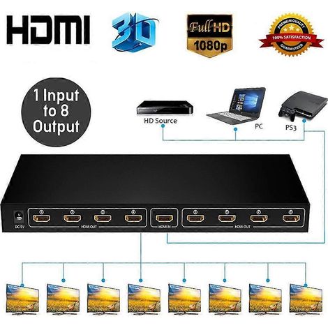SM4K108 Répartiteur HDMI 8 ports, répartiteur audio et vidéo haute définition 4K (1/4)