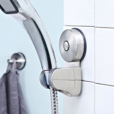 Duschkopfhalterung mit Saugnapf aus Edelstahl, ohne Bohren, Wandhalterung, verstellbarer Brausekopfhalter für Badezimmer, Saugnapf, Brausehalter, 4-fach verstellbar