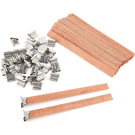 40 Pièces Mèches en Bois pour Bougies, Supports de Cire, DIY Artisanal Fabrication de Bougies (1/5)
