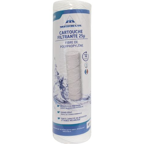 Cartouche bobinée 68 mm - Filtration à 25 µ (6 à 12 mois) - AquaFiltr - Pour anti-tarte électrique et tout type filtration eau - Merkur