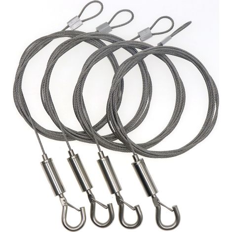 4 piezas de cable ajustable para colgar cuadros con ganchos, 2 m × 1,5 mm, de acero inoxidable. Cable para colgar cuadros, espejos, lámparas y obras de arte. (1/5)