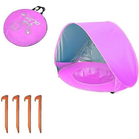 Tente de plage bébé pliable, abri solaire portable avec protection UV, rose, 3 (1/5)