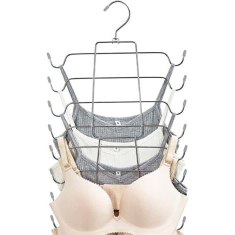 Cintre Gain de Place Pliable, Cintre de Camisole Multicouche, Multifonctionnel Cintres Metal, Idéal pour sous-Vetment, Ceintures, Echarpes, Cravates (1/4)