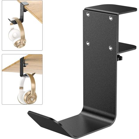 Soporte de escritorio con clip para auriculares/gancho para mochila/soporte para auriculares de juegos de ordenador, práctico para colgar auriculares o bolsos. (1/5)