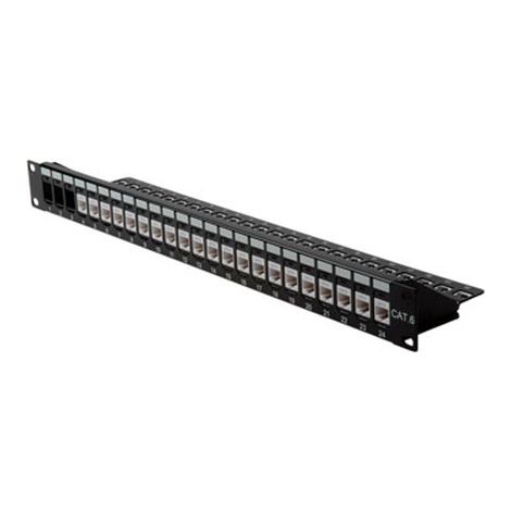 Secomp ROLINE Keystone - Panel de Parches (19 Pulgadas, 24 Puertos, Cat6e, sin blindaje), Color Negro