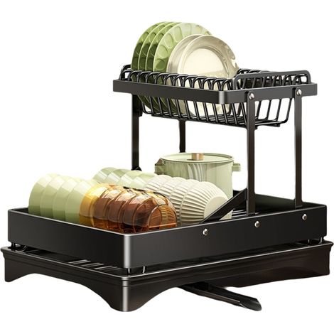 Égouttoir à vaisselle, porte-bols, porte-baguettes, étagère de placard, égouttoir à vaisselle double, étagère de rangement pour vaisselle et placards (1/5)