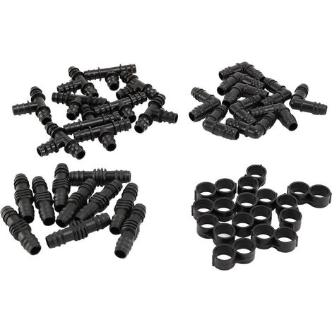 Kit de raccordement pour tuyau d'irrigation de 1/2 pouce avec embouts cannelés (Rain Bird 16 mm 0,520 ID) pour système goutte à goutte ou arroseur (1/5)