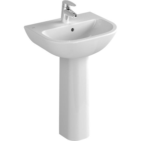Vitra S20 Cloakroom Basin and Full Pedestal 450mm Wide 1 Tap Hole (1/5)