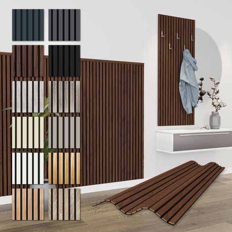 HEXIM Lamellen Akustikpaneele Comfort 0,83 m² MDF Holz flexible Wandpaneele 138,5x60cm Wandverkleidung schalldämmend (6x 1,385 Meter - 4,98 m², Catania Oak)
